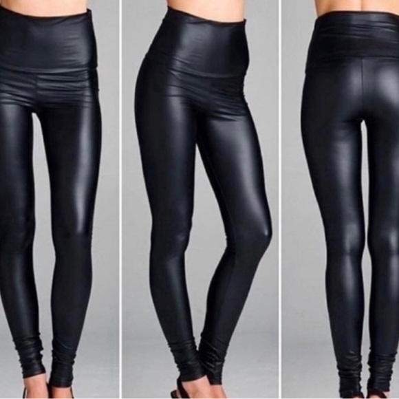 Faux leather high waisted leggings - Picture 3 of 4